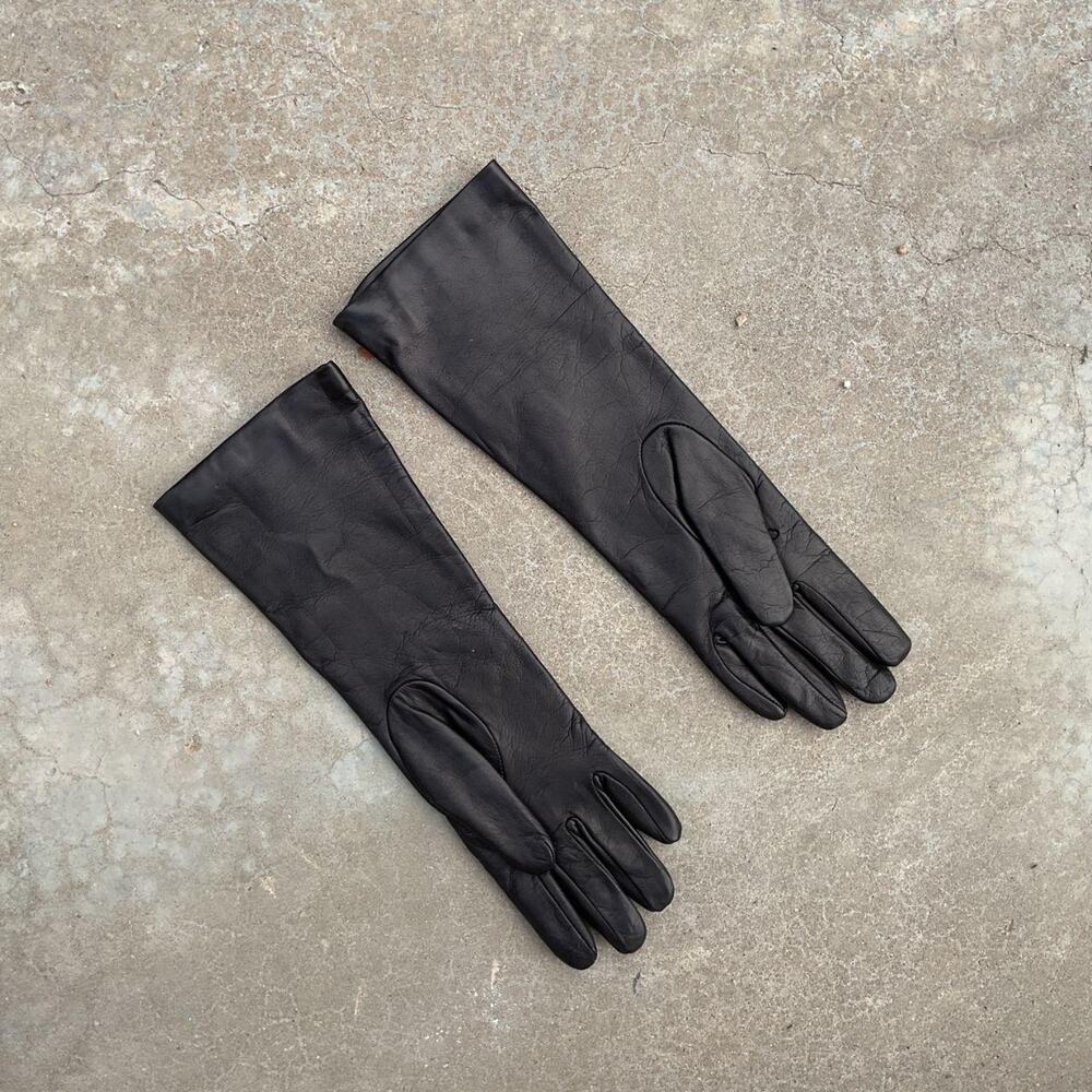 Gianni Collini Black Leather Gloves Cashmere Lined Made in Italy Size M